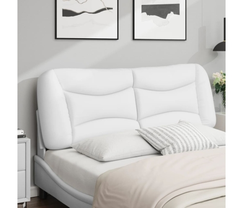 Cabecero de cama acolchado cuero sintético blanco 120 cm