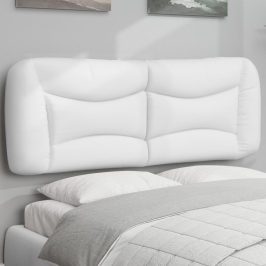 Cabecero de cama acolchado cuero sintético blanco 120 cm