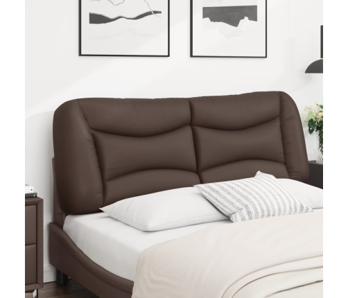 Cabecero de cama acolchado cuero sintético marrón 120 cm