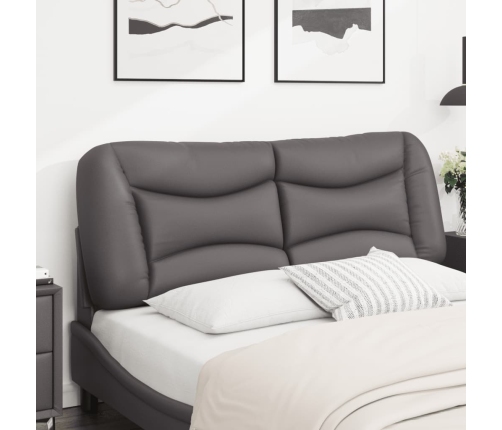 Cabecero de cama acolchado cuero sintético gris 120 cm