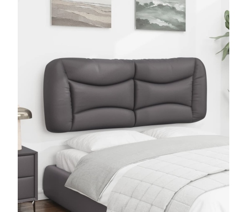 Cabecero de cama acolchado cuero sintético gris 120 cm