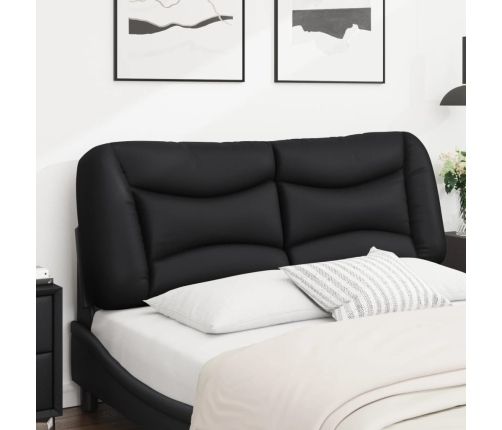 Cabecero de cama acolchado cuero sintético negro 140 cm