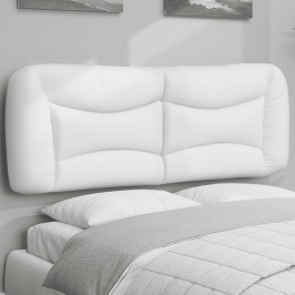 Cabecero de cama acolchado cuero sintético blanco 140 cm