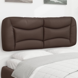 Cabecero de cama acolchado cuero sintético marrón 140 cm