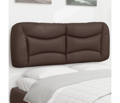 Cabecero de cama acolchado cuero sintético marrón 140 cm