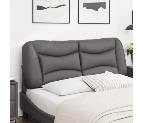 Cabecero de cama acolchado cuero sintético gris 140 cm