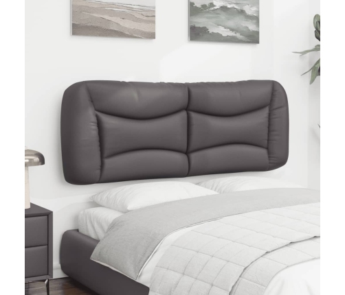 Cabecero de cama acolchado cuero sintético gris 140 cm