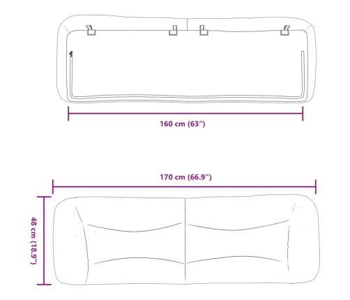 Cabecero de cama acolchado tela gris claro 160 cm