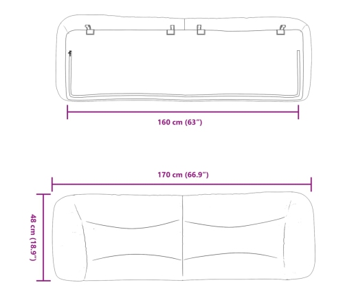 Cabecero de cama acolchado tela gris oscuro 160 cm