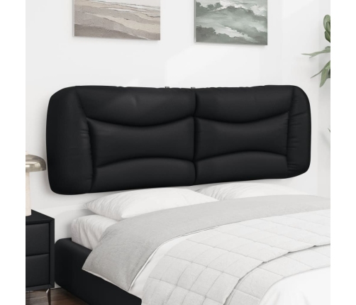 Cabecero de cama acolchado cuero sintético negro 160 cm