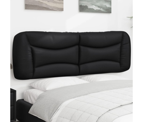 Cabecero de cama acolchado cuero sintético negro 160 cm