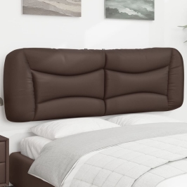 Cabecero de cama acolchado cuero sintético marrón 160 cm