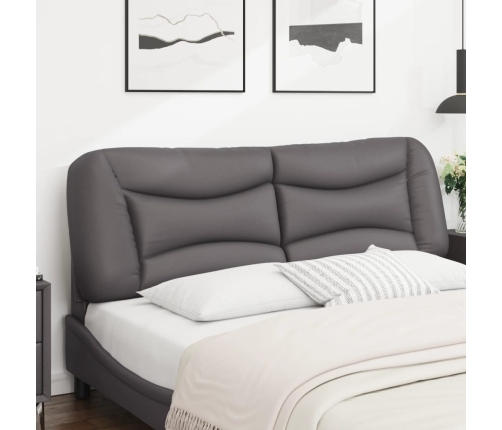 Cabecero de cama acolchado cuero sintético gris 160 cm