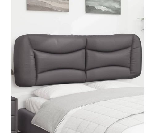 Cabecero de cama acolchado cuero sintético gris 160 cm