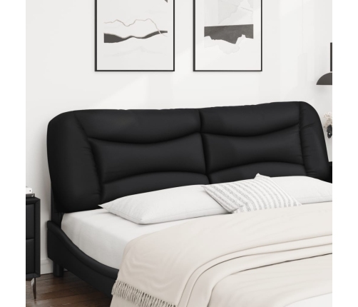 Cabecero de cama acolchado cuero sintético negro 180 cm