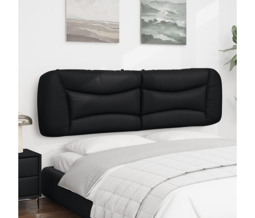 Cabecero de cama acolchado cuero sintético negro 180 cm