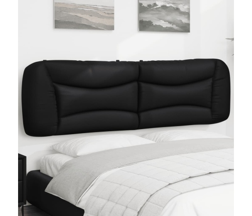 Cabecero de cama acolchado cuero sintético negro 180 cm