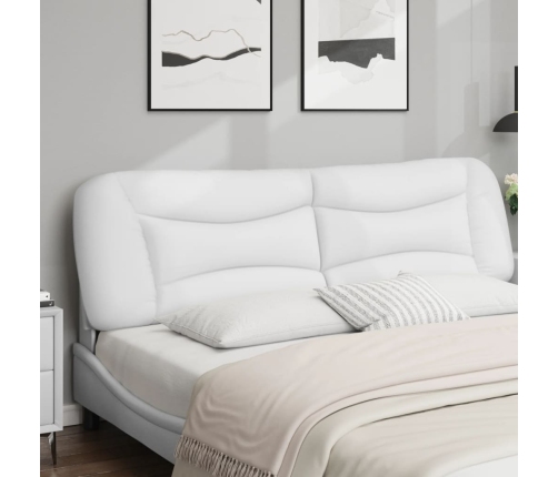 Cabecero de cama acolchado cuero sintético blanco 180 cm