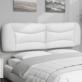 Cabecero de cama acolchado cuero sintético blanco 180 cm