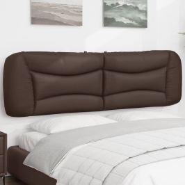 Cabecero de cama acolchado cuero sintético marrón 180 cm