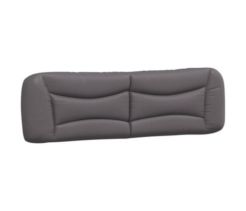 Cabecero de cama acolchado cuero sintético gris 180 cm