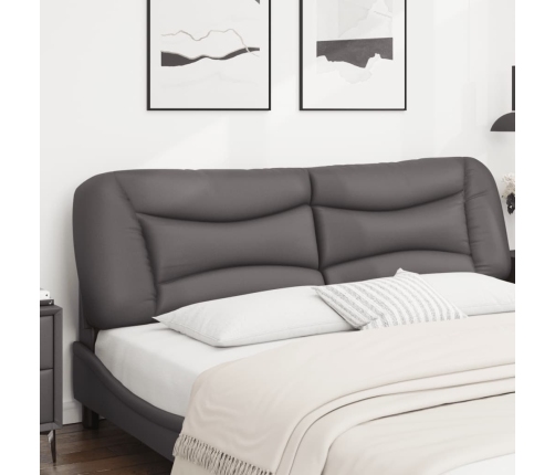 Cabecero de cama acolchado cuero sintético gris 180 cm