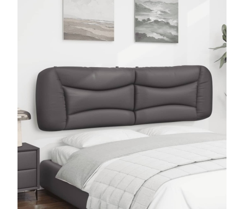 Cabecero de cama acolchado cuero sintético gris 180 cm