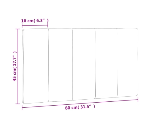 Cabecero de cama acolchado terciopelo gris claro 80 cm