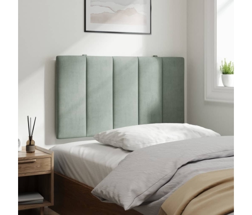 Cabecero de cama acolchado terciopelo gris claro 90 cm