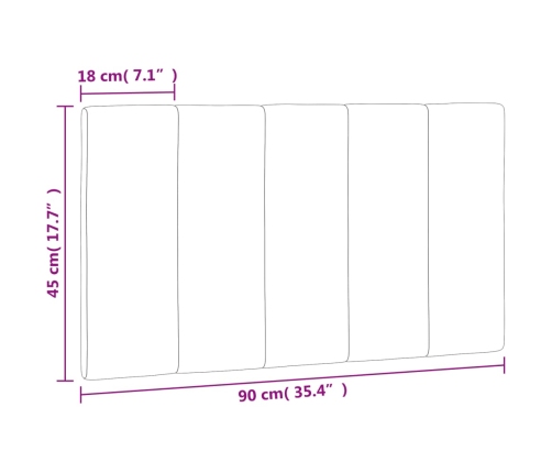 Cabecero de cama acolchado terciopelo gris claro 90 cm