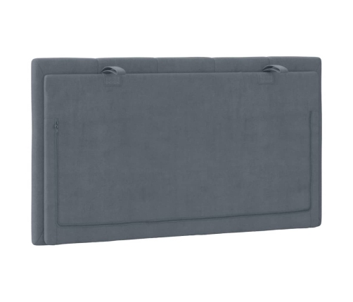 Cabecero de cama acolchado terciopelo gris oscuro 90 cm