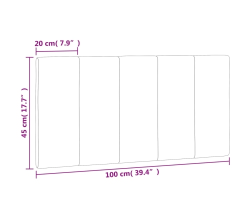 Cabecero de cama acolchado terciopelo gris claro 100 cm