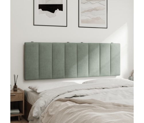 Cabecero de cama acolchado terciopelo gris claro 120 cm