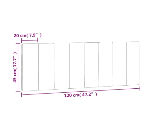 Cabecero de cama acolchado terciopelo gris claro 120 cm