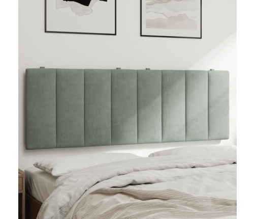 Cabecero de cama acolchado terciopelo gris claro 120 cm