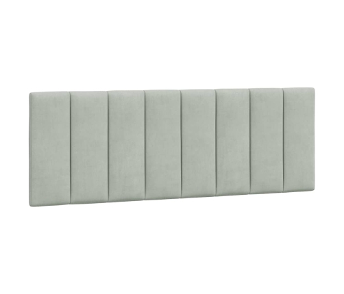 Cabecero de cama acolchado terciopelo gris claro 140 cm