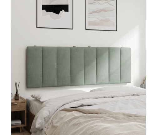 Cabecero de cama acolchado terciopelo gris claro 140 cm