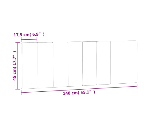 Cabecero de cama acolchado terciopelo gris claro 140 cm