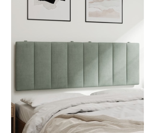 Cabecero de cama acolchado terciopelo gris claro 140 cm