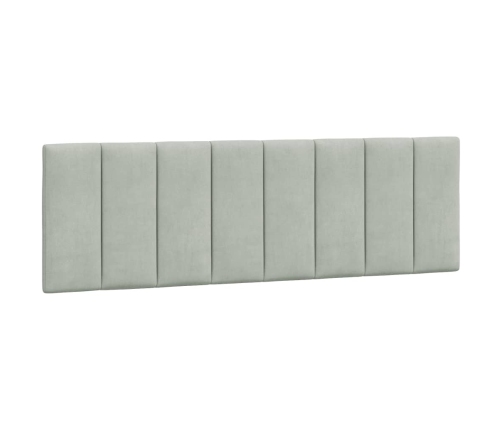 Cabecero de cama acolchado terciopelo gris claro 160 cm