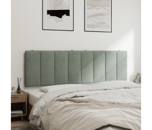 Cabecero de cama acolchado terciopelo gris claro 160 cm