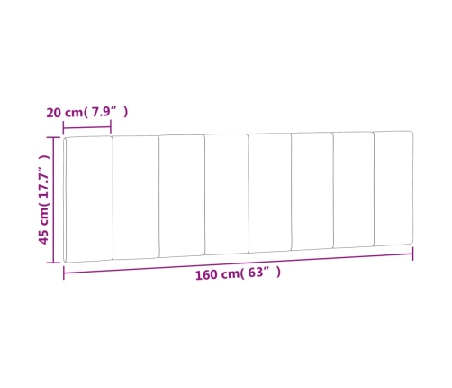 Cabecero de cama acolchado terciopelo gris claro 160 cm