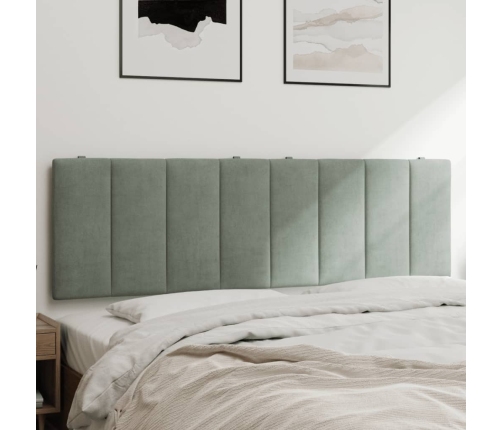 Cabecero de cama acolchado terciopelo gris claro 160 cm