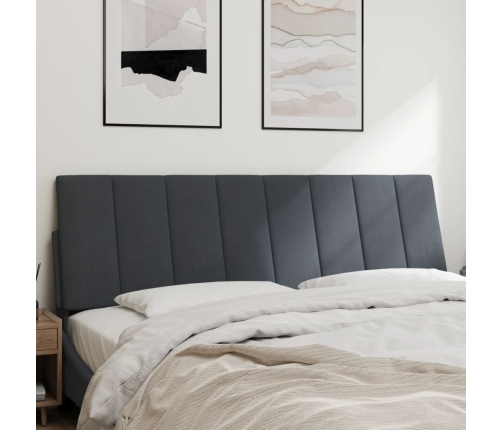 Cabecero de cama acolchado terciopelo gris oscuro 160 cm