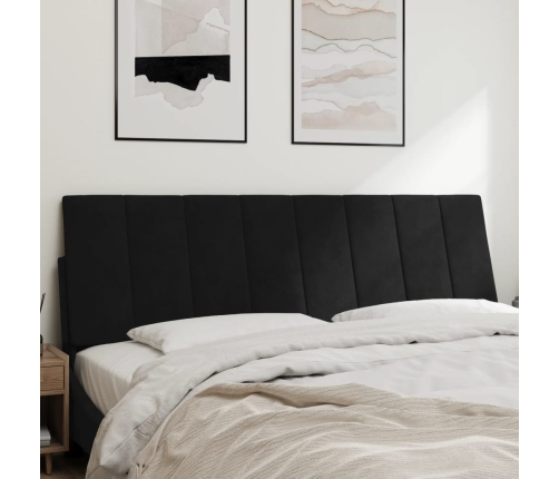 Cabecero de cama acolchado terciopelo negro 160 cm