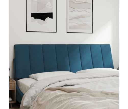 Cabecero de cama acolchado terciopelo azul 160 cm