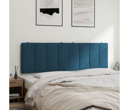 Cabecero de cama acolchado terciopelo azul 160 cm