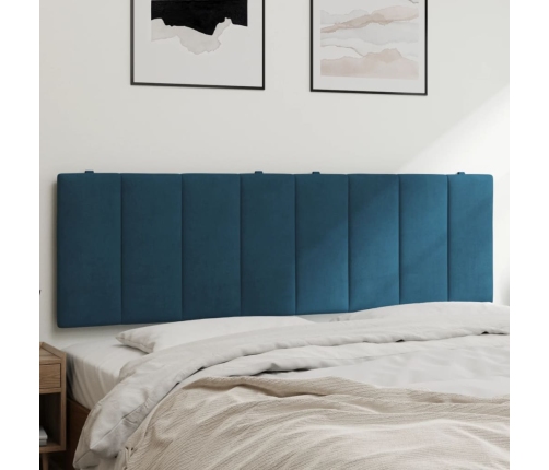 Cabecero de cama acolchado terciopelo azul 160 cm