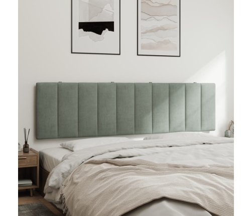 Cabecero de cama acolchado terciopelo gris claro 180 cm