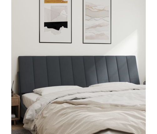 Cabecero de cama acolchado terciopelo gris oscuro 180 cm